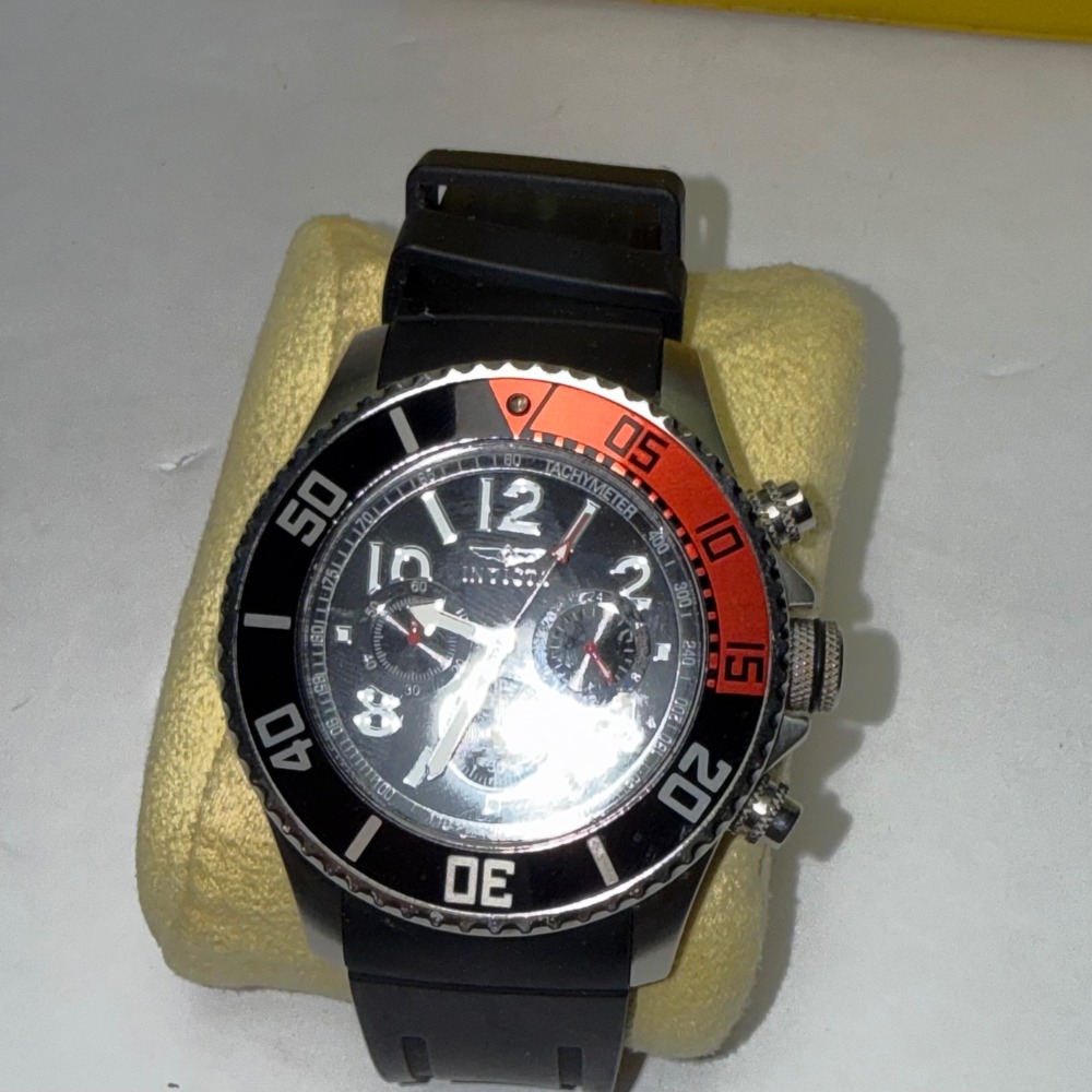 Invicta Pro Diver Watch Mens Black Red Chronograph 15145